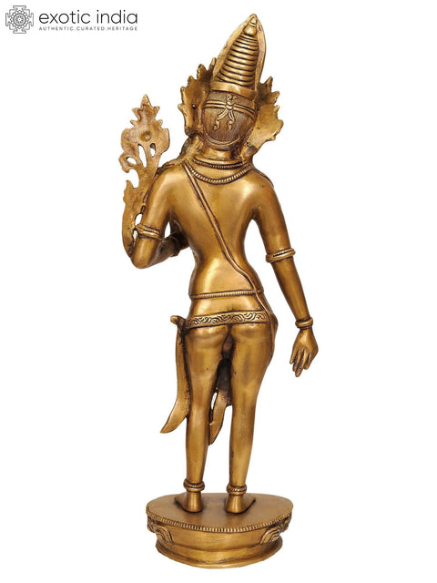 17" Tibetan Buddhist Padmapani Deity Avalokiteshvara In Brass | Handmade | Made In India