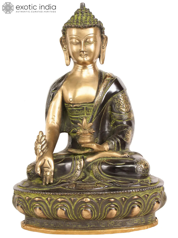 11" Tibetan Buddhist Deity Medicine Buddha In Brass | Handmade | Made In India