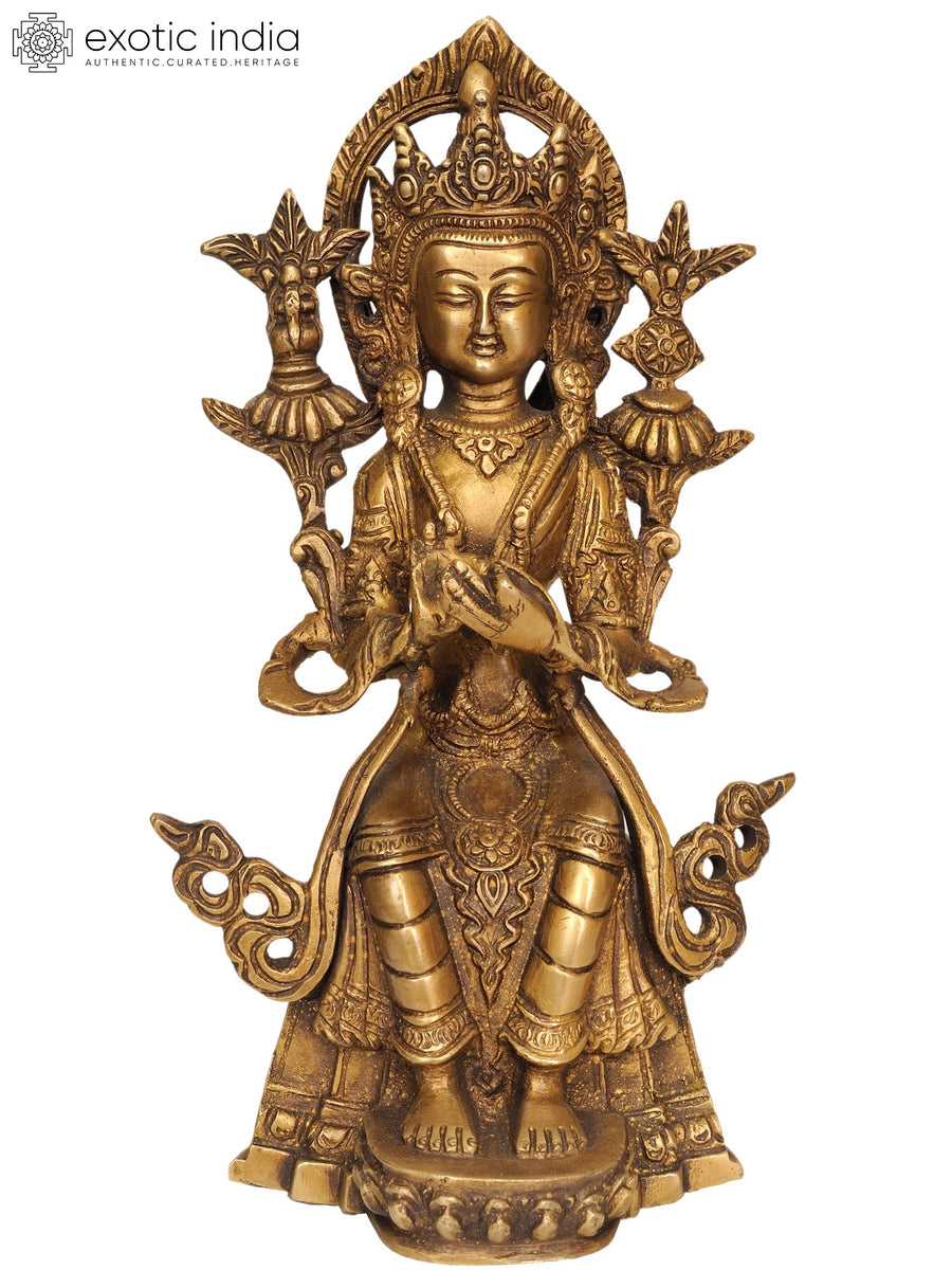 9" Maitreya Buddha Brass Statue for Pooja Home Decor