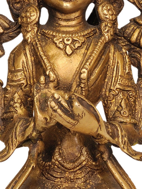 9" Maitreya Buddha Brass Statue | Tibetan Buddhist Deity Idol