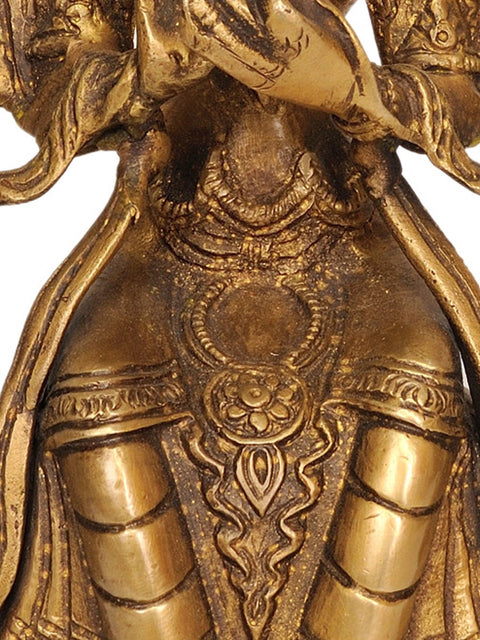 9" Maitreya Buddha Brass Statue | Tibetan Buddhist Deity Idol