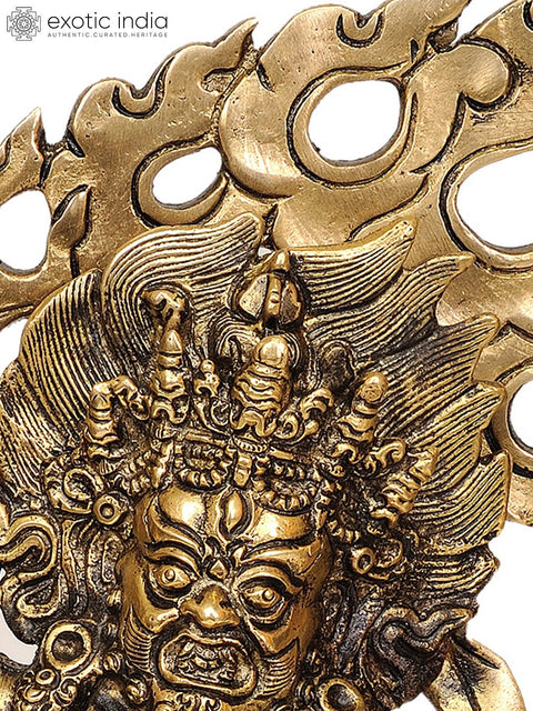 12" Buddhist Deity Vajrapani Idol with Fire Aureole | Handmade Brass Statue