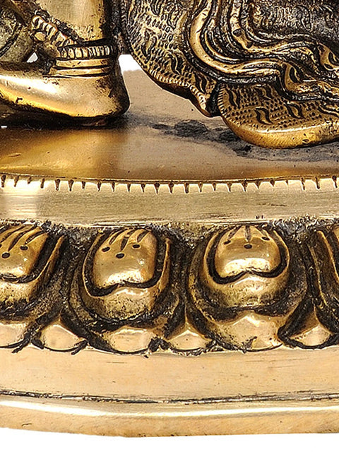 12" Buddhist Deity Vajrapani Idol with Fire Aureole | Handmade Brass Statue