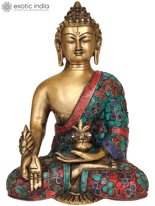 9" Medicine Buddha Handmade Brass Statue for Pooja
