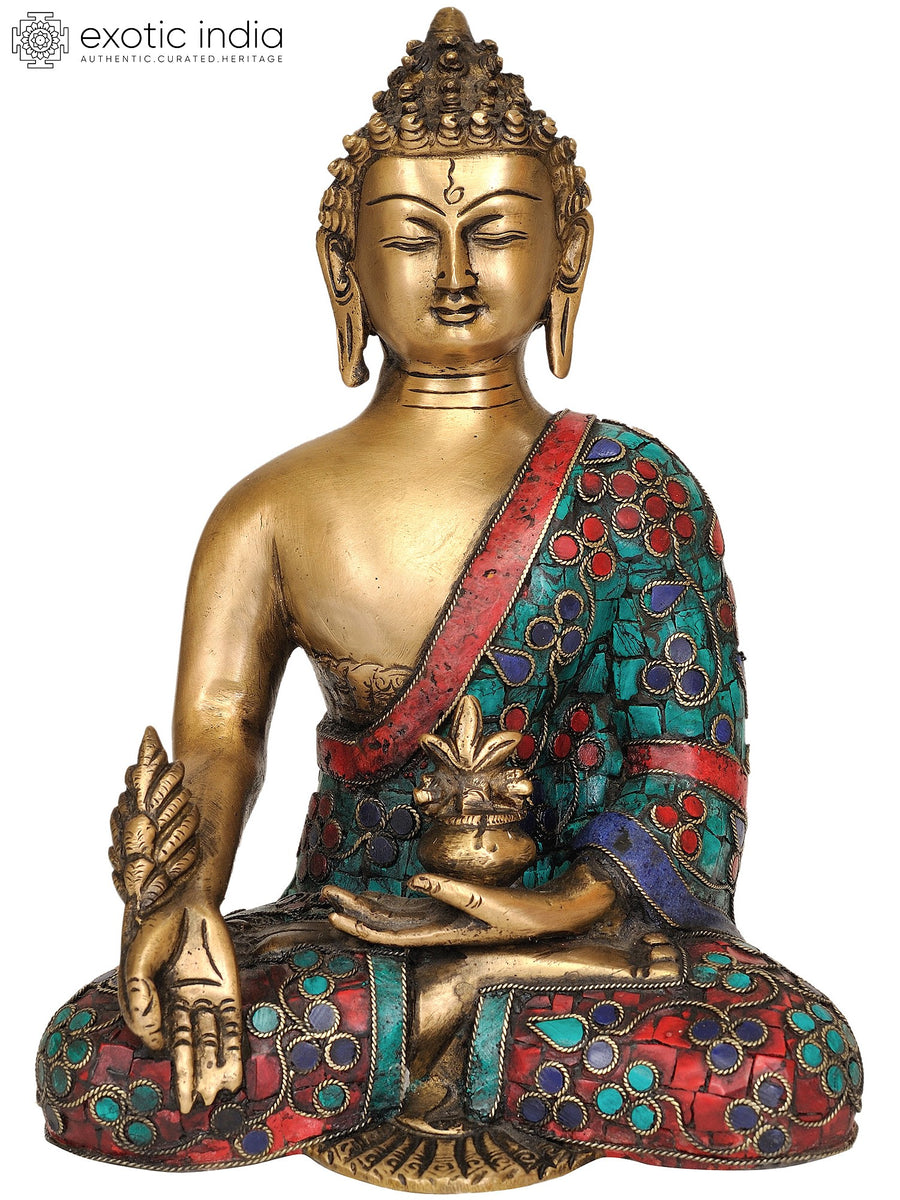 9" Medicine Buddha Handmade Brass Statue for Pooja