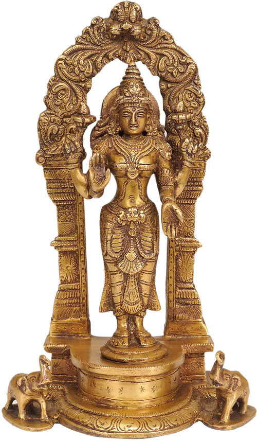 9" Standing Goddess Lakshmi Brass Statue Handmade