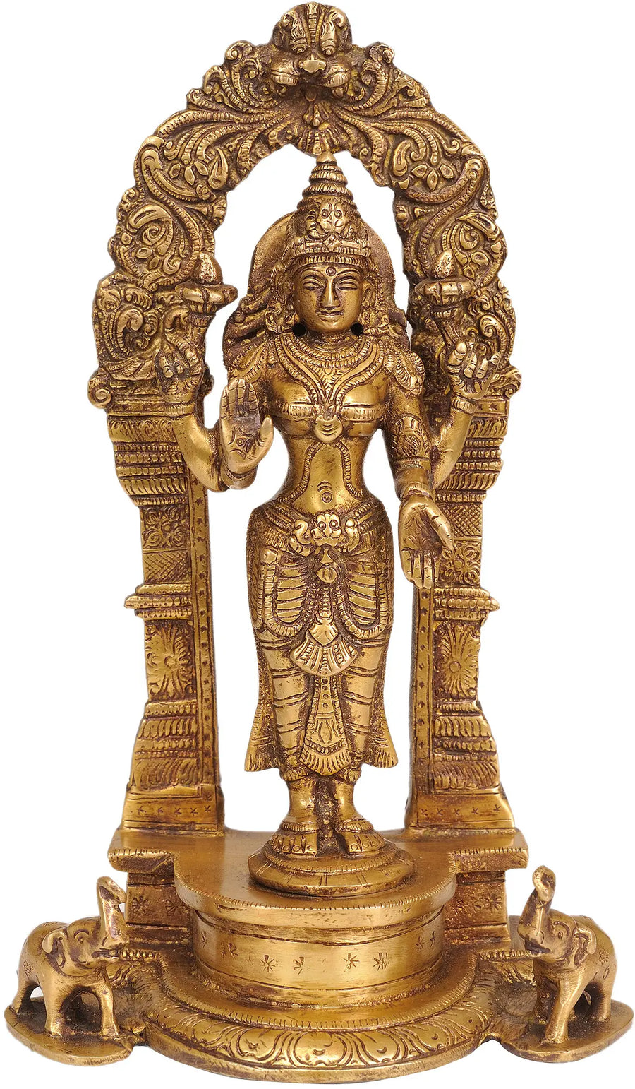 9" Standing Goddess Lakshmi Brass Statue Handmade