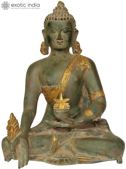 11" Medicine Buddha Handmade Brass Statue Tibetan Buddhist Deity