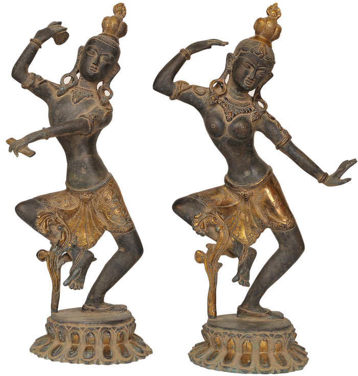 16" Handmade Dancing Shiva Parvati Brass Statue