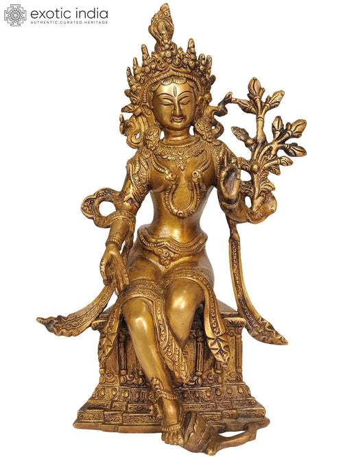 10" Handmade Tibetan Buddhist Goddess Tara Brass Idol