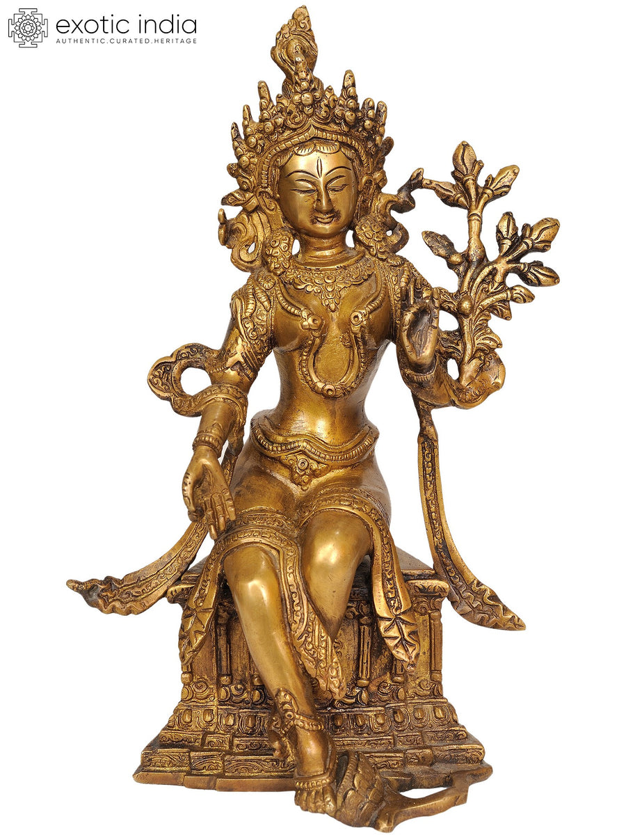 10" Handmade Tibetan Buddhist Goddess Tara Brass Idol