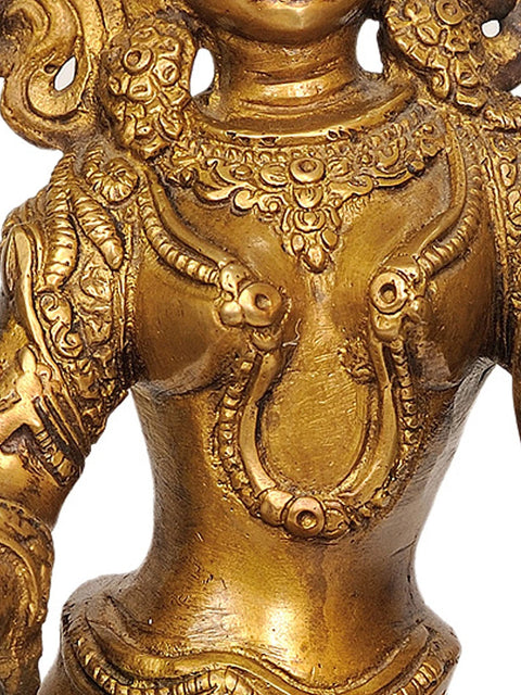 10" Tibetan Buddhist Deity Goddess Tara Brass Idol | Handmade | Made in India