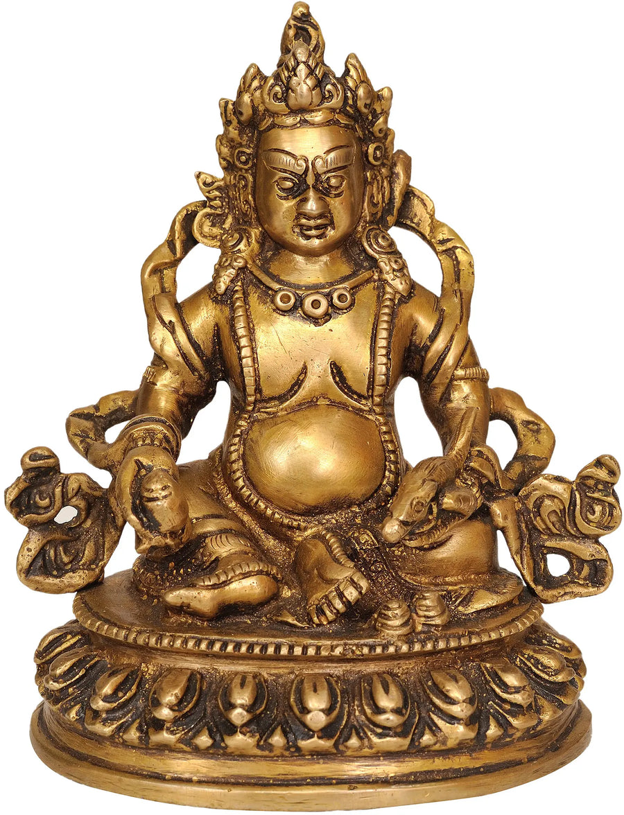 6" Kubera God of Wealth Handmade Brass Idol
