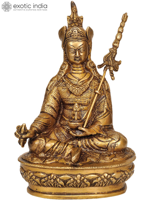 8" Guru Padmasambhava Brass Sculpture Handmade Buddhist Deity Idol