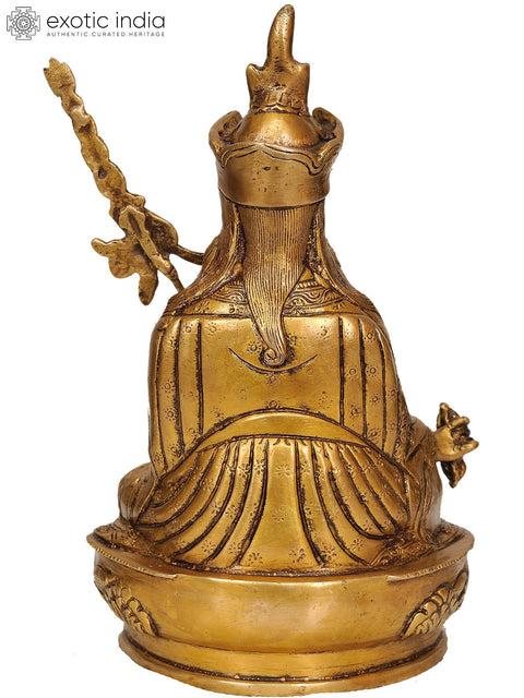 8" Guru Padmasambhava Brass Sculpture | Handmade Buddhist Deity Idol | Made in India
