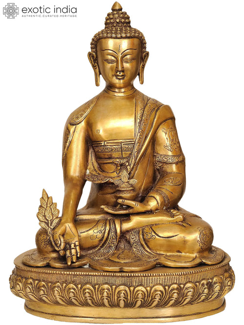 16" Medicine Buddha Tibetan Brass Statue Handmade