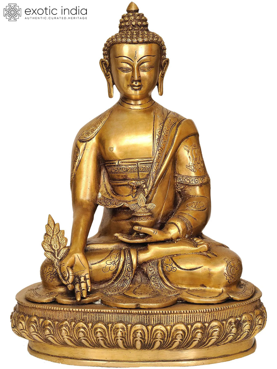 16" Medicine Buddha Tibetan Brass Statue Handmade