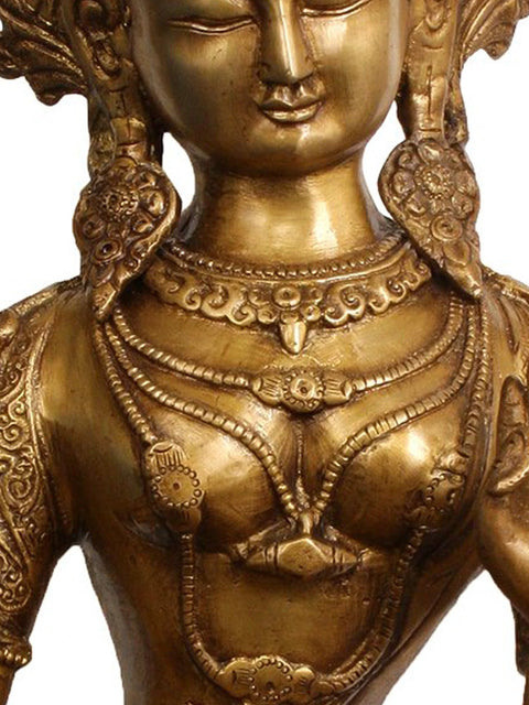 18" Green Tara (Tibetan Buddhist Deity) Brass Statue | Handmade | Made in India