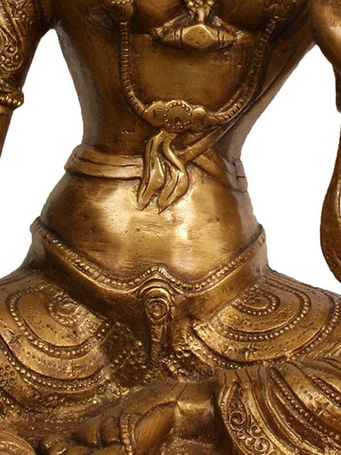 18" Green Tara (Tibetan Buddhist Deity) Brass Statue | Handmade | Made in India