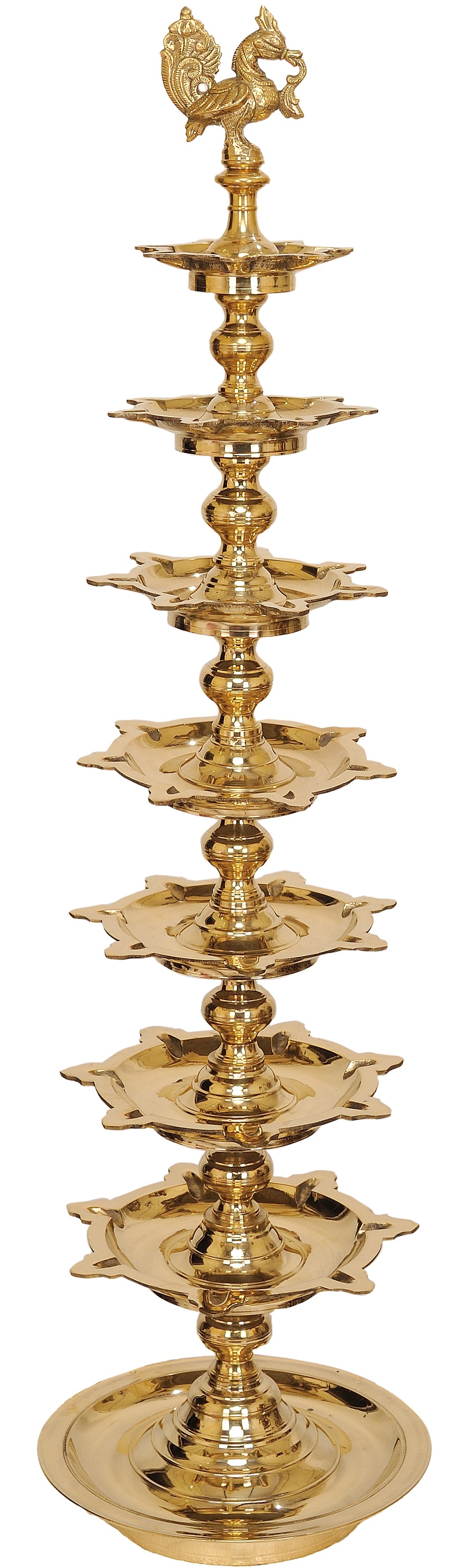 43" Handmade Brass Peacock Lamp with Multiple Layers