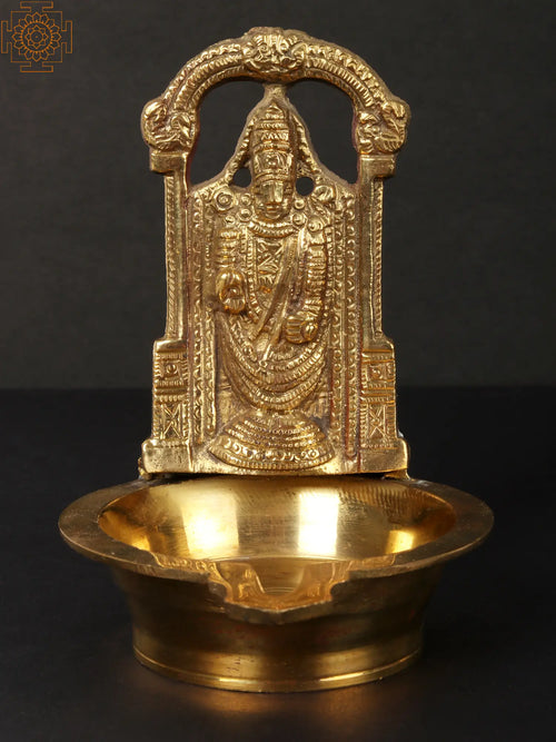 5" Tirupati Balaji Brass Puja Diya for Pooja