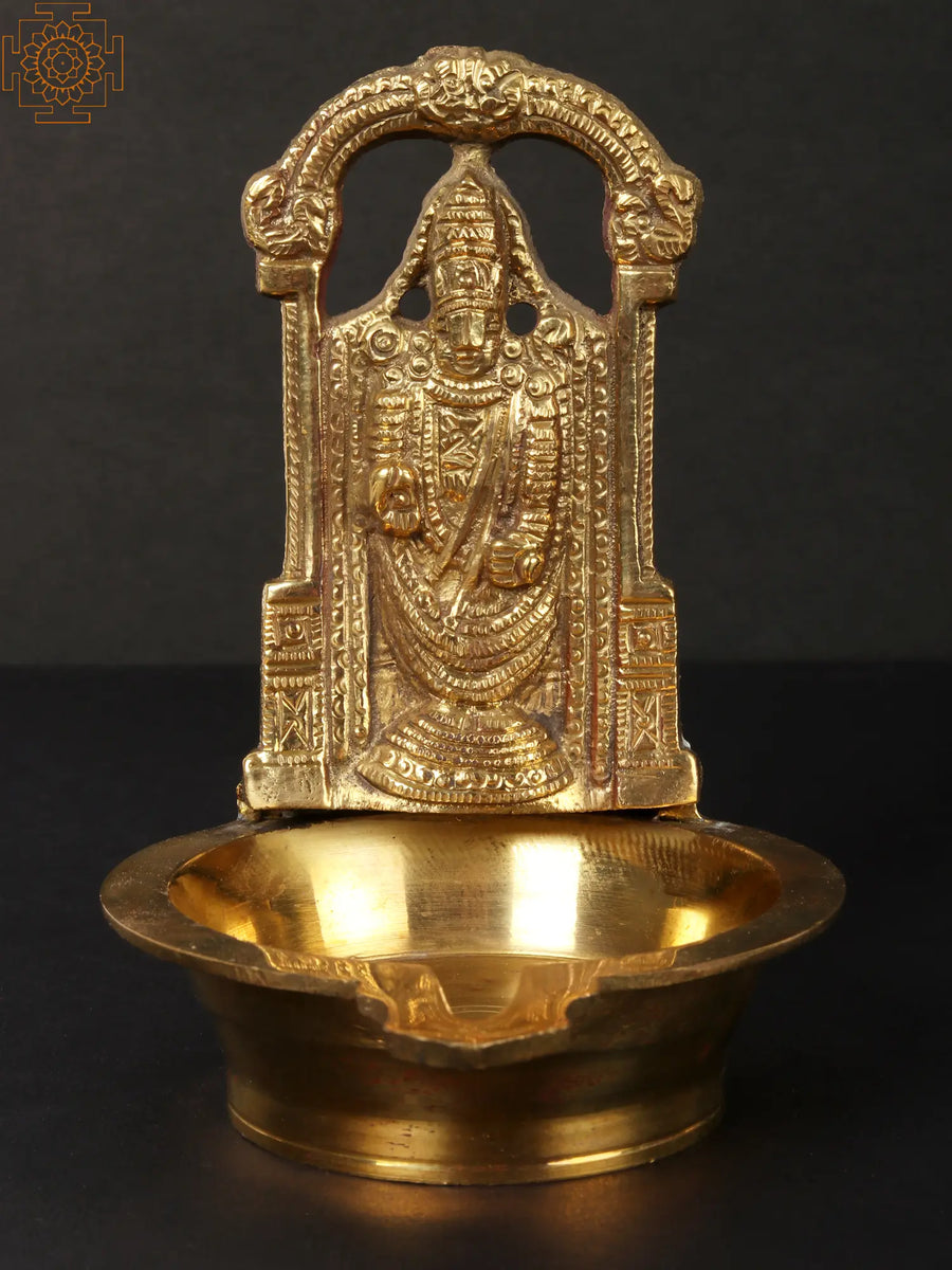 5" Tirupati Balaji Brass Puja Diya for Pooja