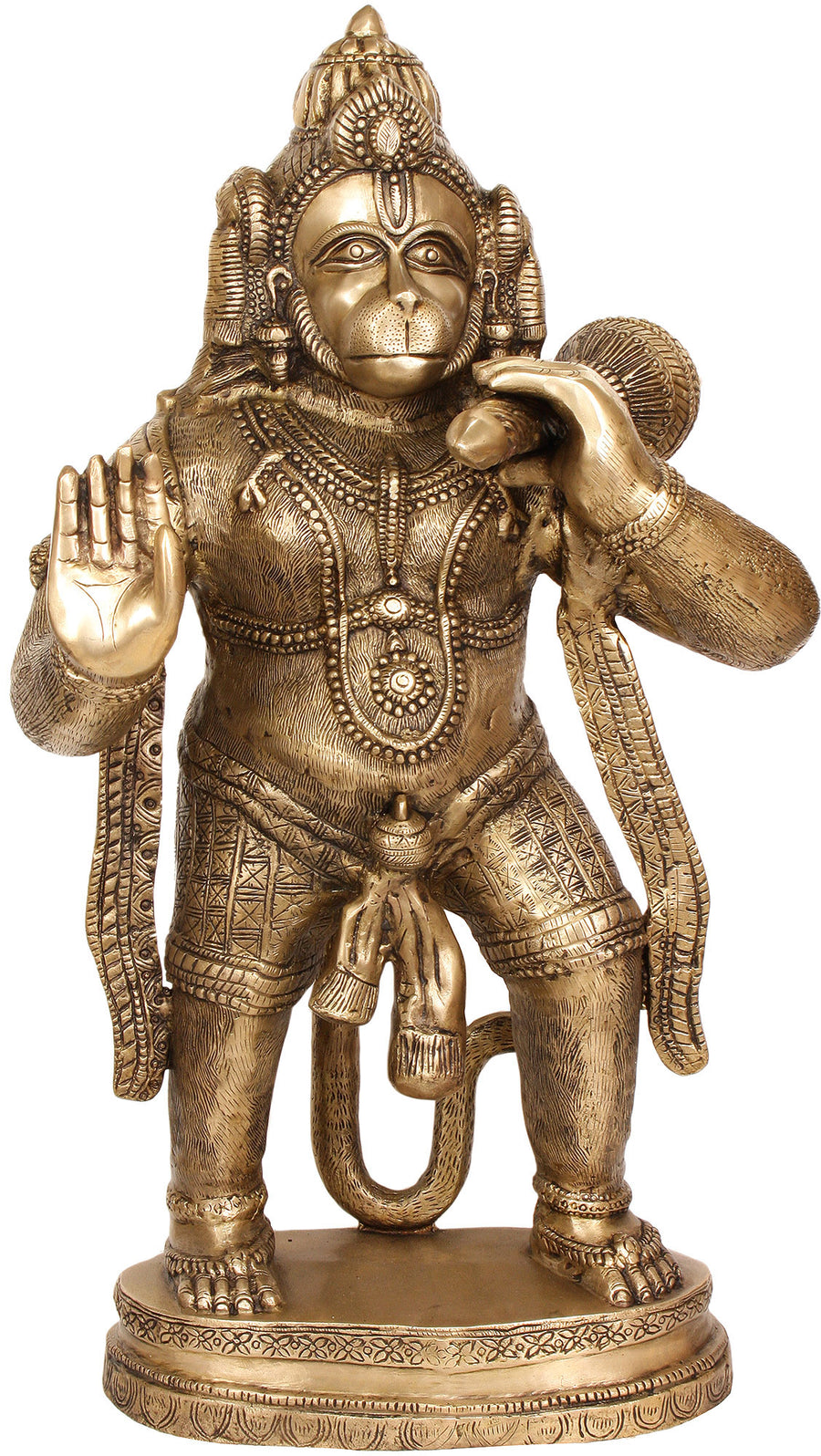 36" Large Hanuman Brass Statue Handmade Hindu Home Decor