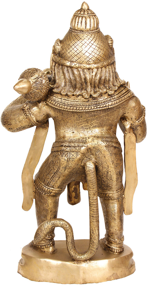 36" Large Size Mighty Hanuman In Brass | Handcrafted In India