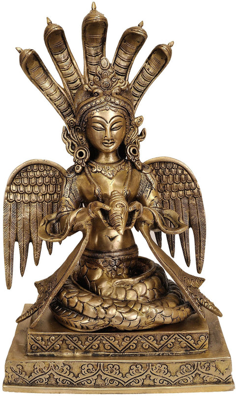 12" Naga Kanya Brass Sculpture | Handmade | Made in India