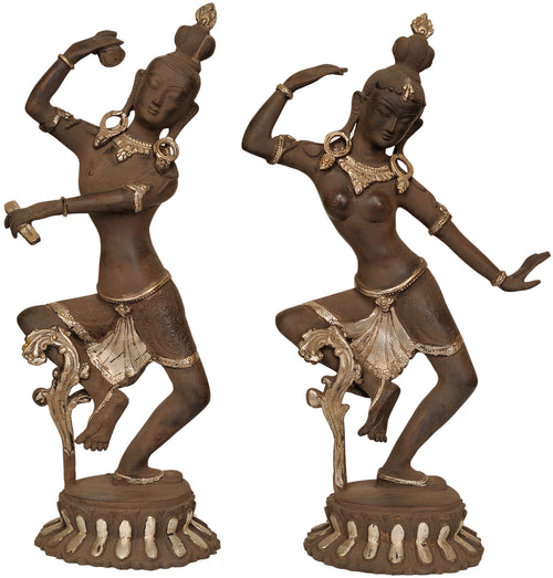 16" Dancing Shiva and Parvati Brass Statue Handmade