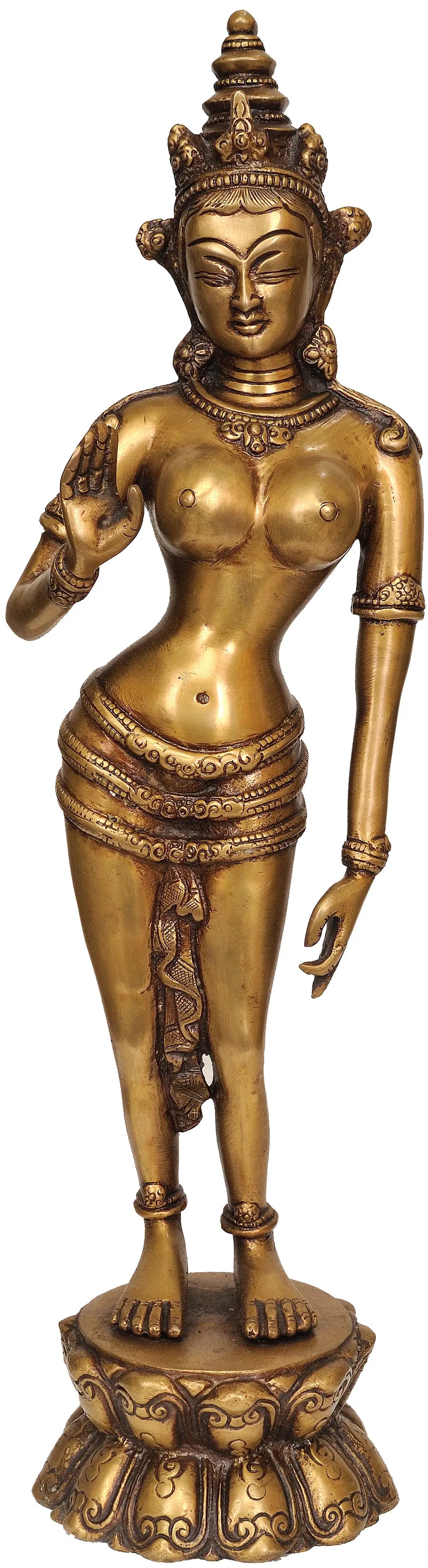 14" Devi Parvati Brass Statue Handmade