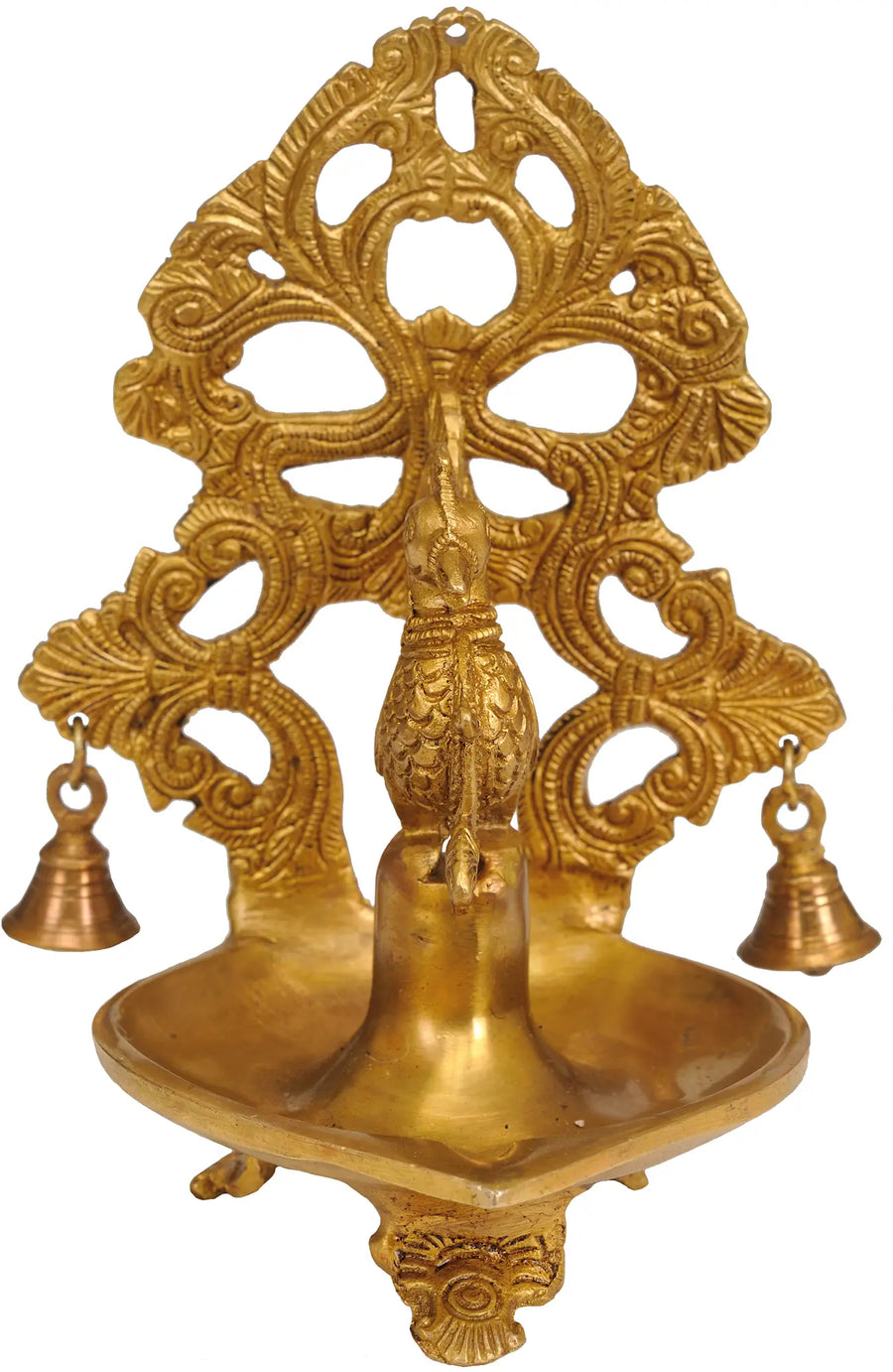 8" Handmade Peacock Brass Lamp for Home Decor