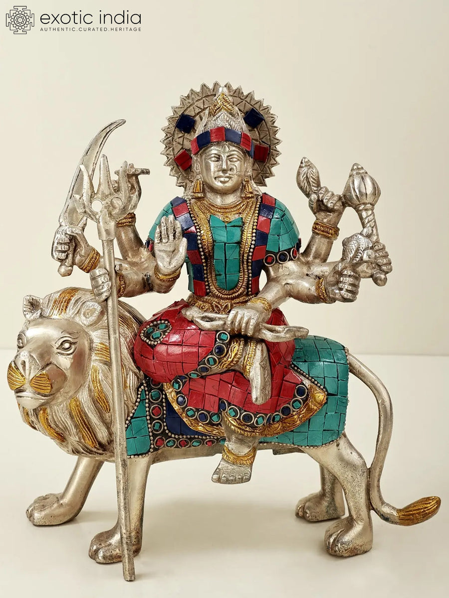 9" Mother Goddess Durga Handmade Brass Statue