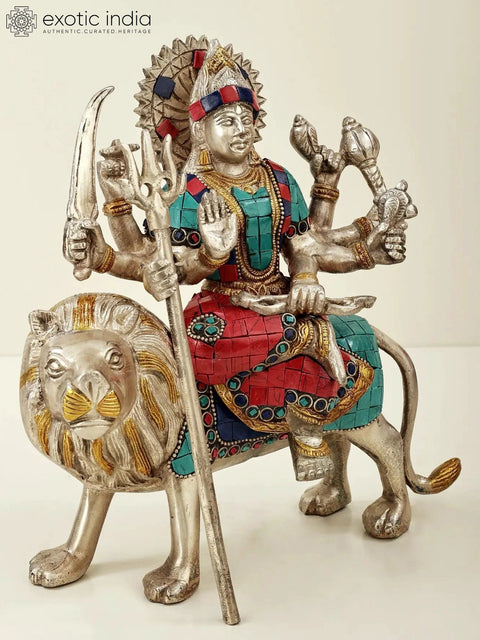 9" Mother Goddess Durga Brass Statue | Handmade | Made in India
