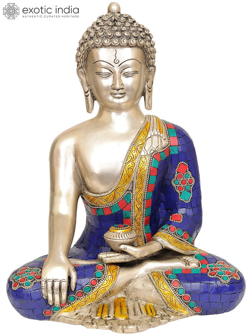 12" Handmade Lord Buddha Bhumisparsha Mudra Brass Statue