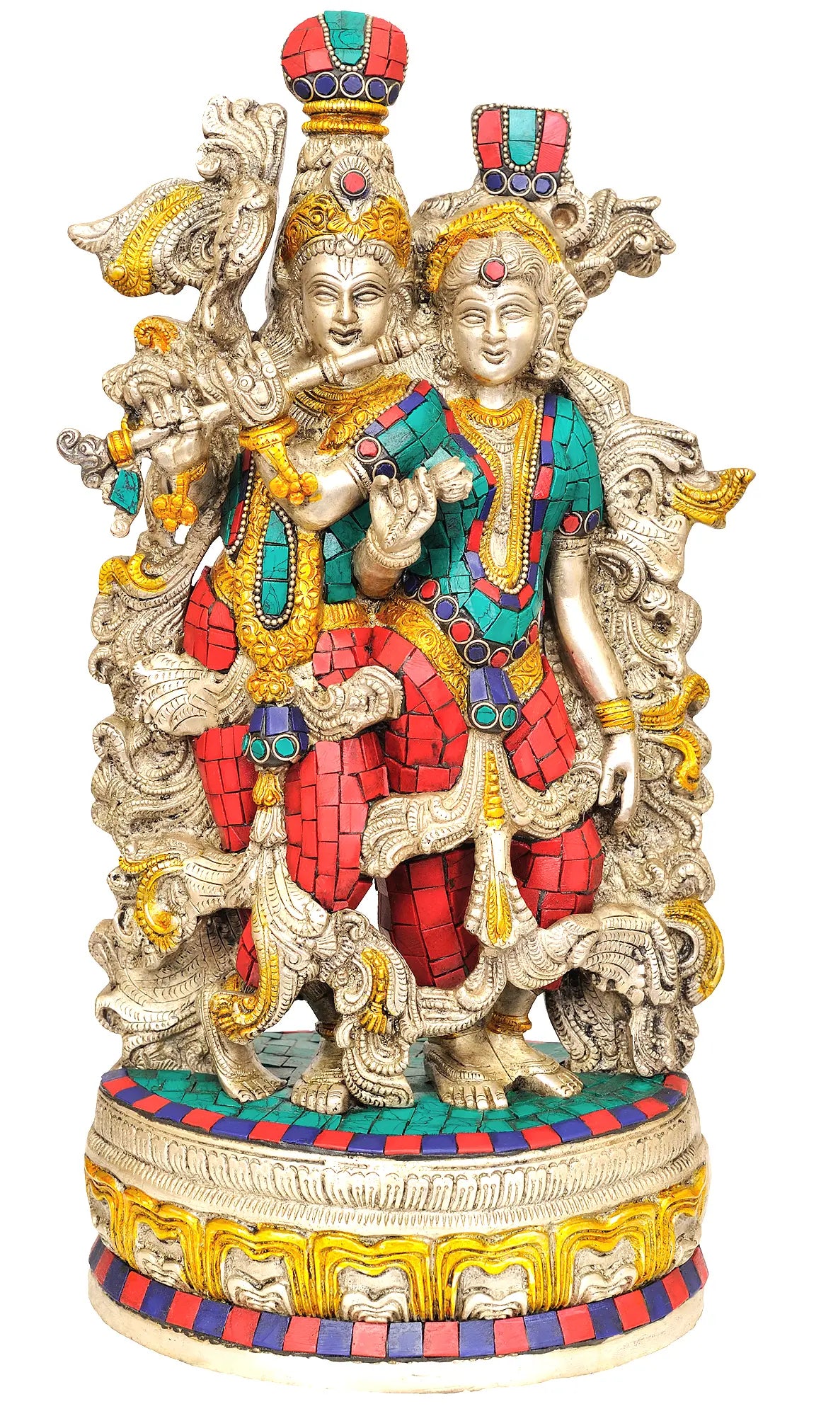 14" Radha Krishna In Brass | Handmade | Made In India