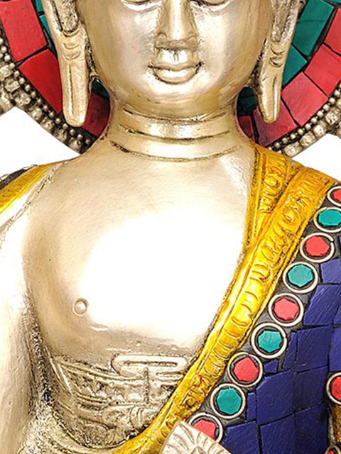 11" Tibetan Buddhist God Enthroned Medicine Buddha Statue in Brass | Handmade | Made in India
