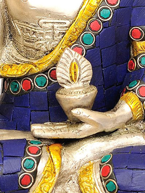 11" Tibetan Buddhist God Enthroned Medicine Buddha Statue in Brass | Handmade | Made in India