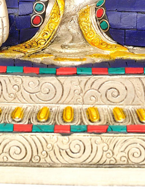 11" Tibetan Buddhist God Enthroned Medicine Buddha Statue in Brass | Handmade | Made in India
