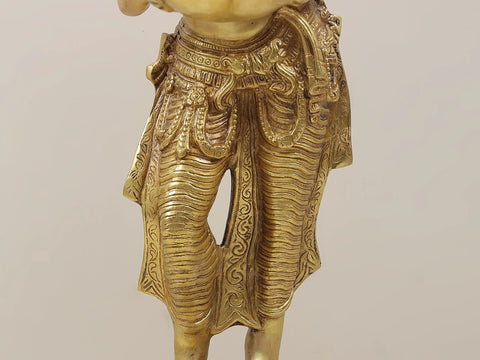 28" Deeplakshmi - Auspicious Lakshmi with Lamp in Brass | Handmade | Made in India