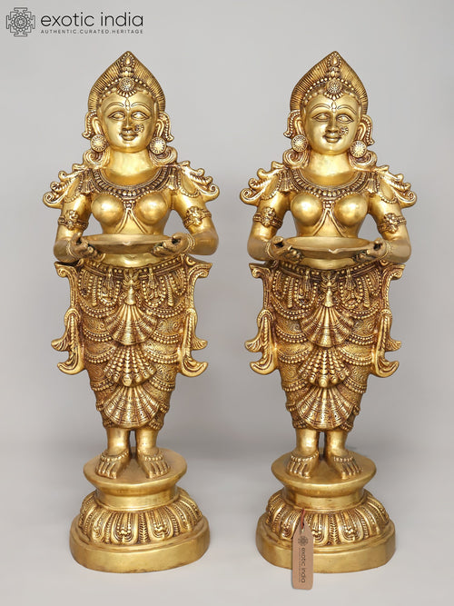 51" Brass Deepalakshmi Pair Handmade Statue for Home Decor