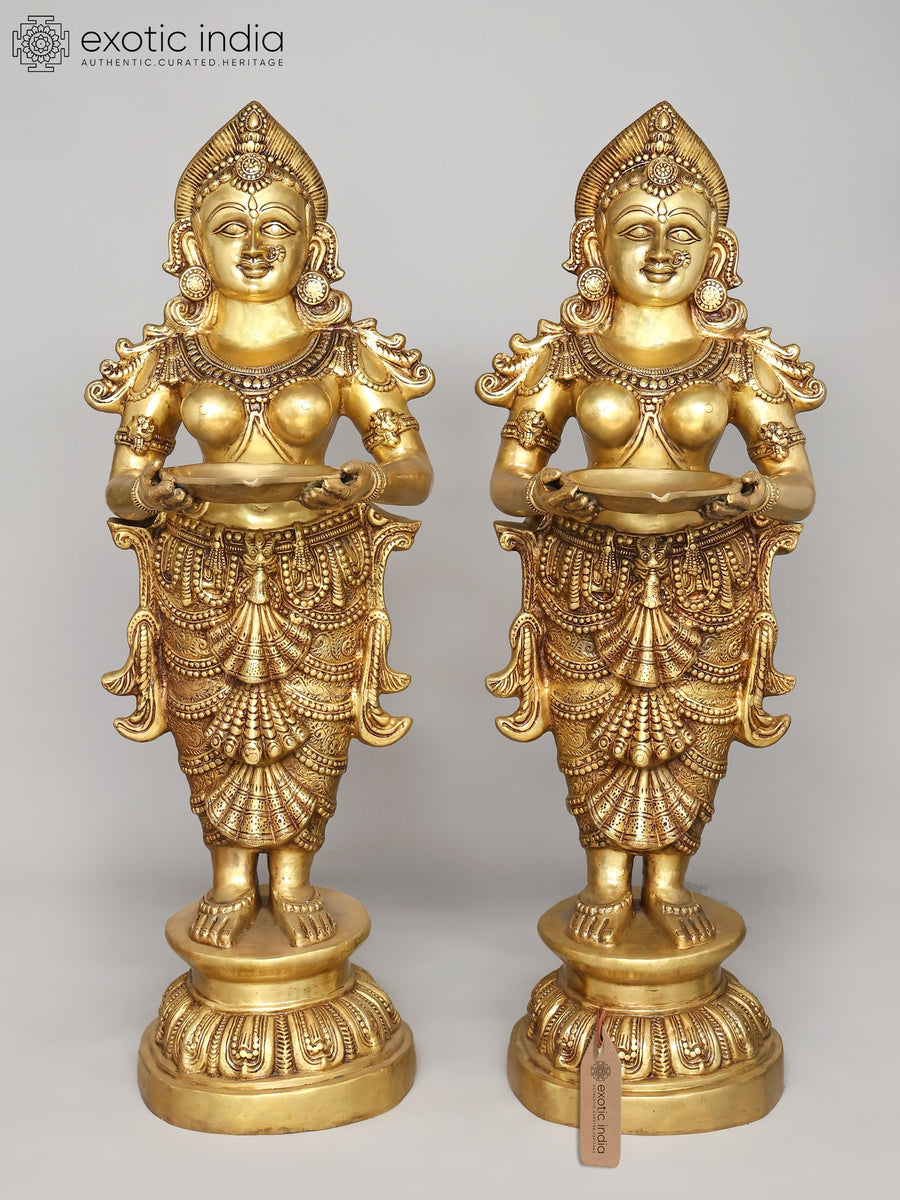 51" Brass Deepalakshmi Pair Handmade Statue for Home Decor