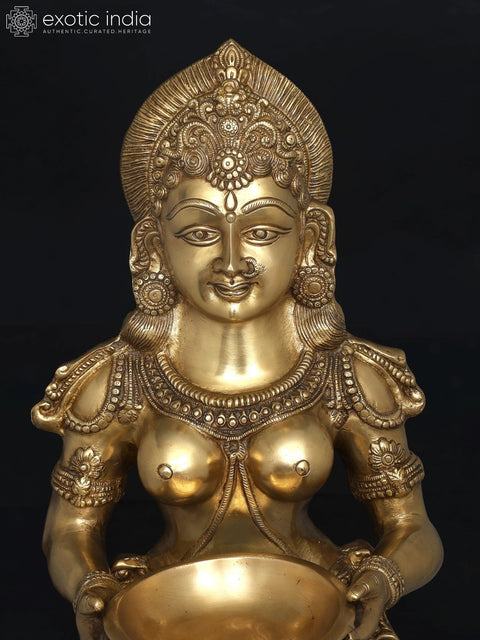 36" (Large Size) Pair of Deeplakshmi In Brass