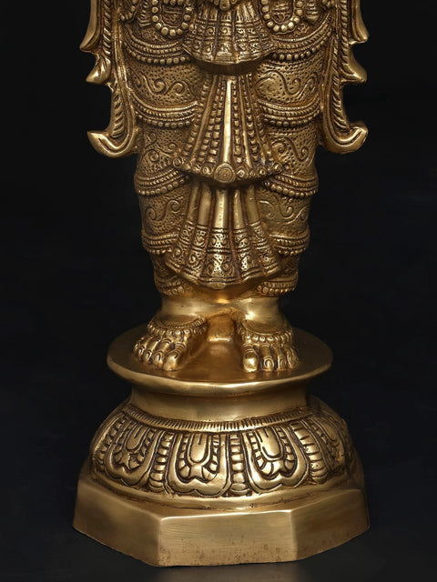 36" (Large Size) Pair of Deeplakshmi In Brass