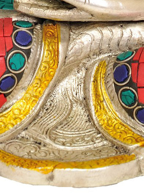 10" Blessing Buddha with Inlay Work In Brass | Handmade | Made In India