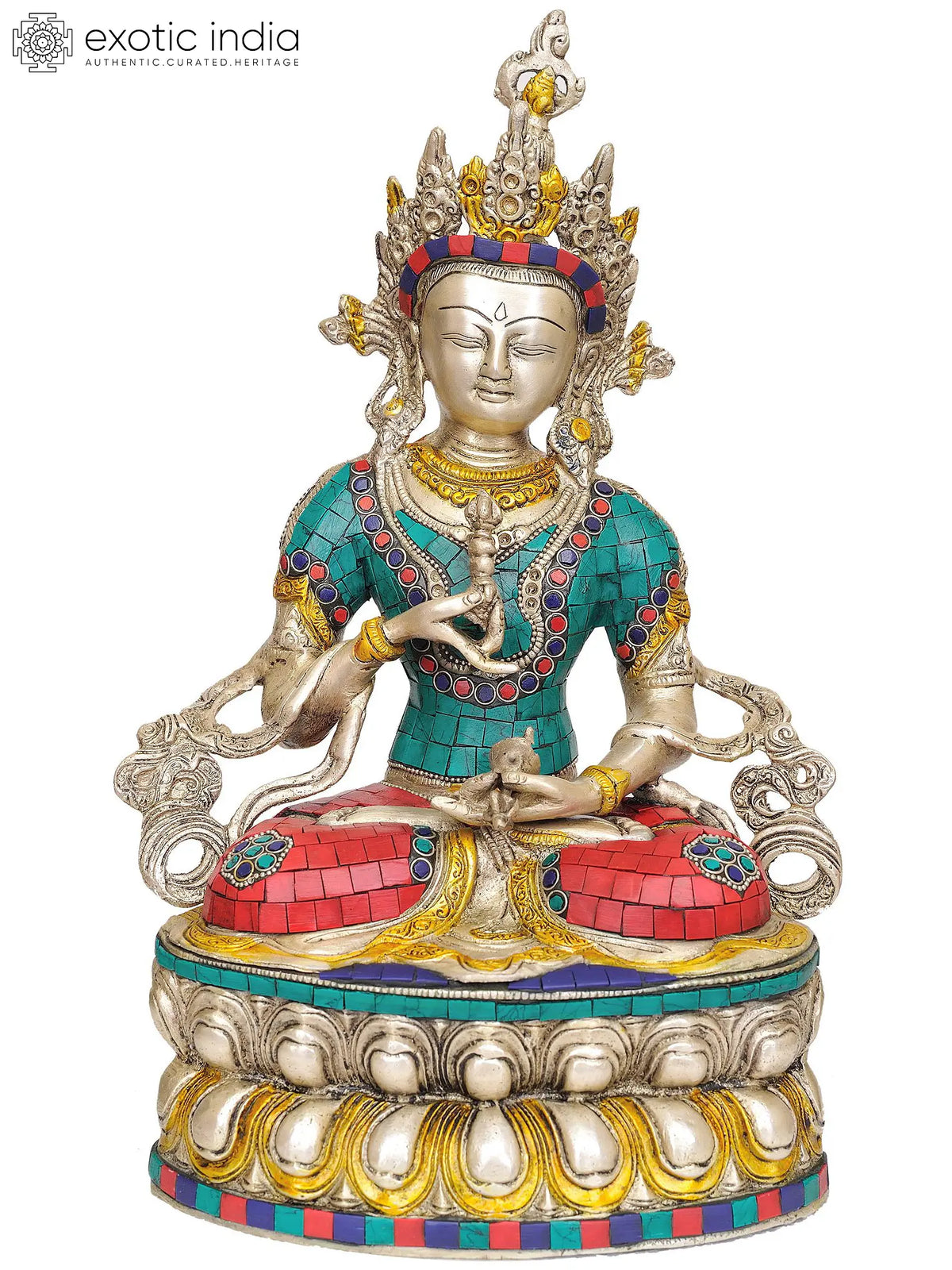 14" Tibetan Buddhist Deity Vajrasattva The Divine Priest In Brass | Handmade | Made In India