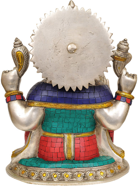 12" Four Armed Ganesha In Brass | Handmade | Made In India