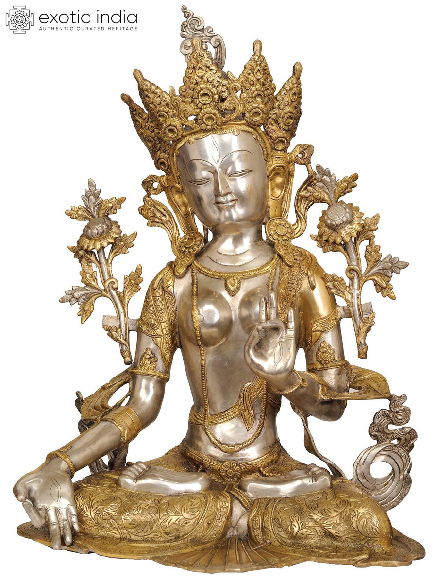 28" Large White Tara Tibetan Buddhist Brass Statue Handmade