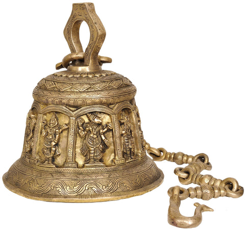 13" Dashavatar Temple Hanging Bell in Brass | Handmade | Made in India