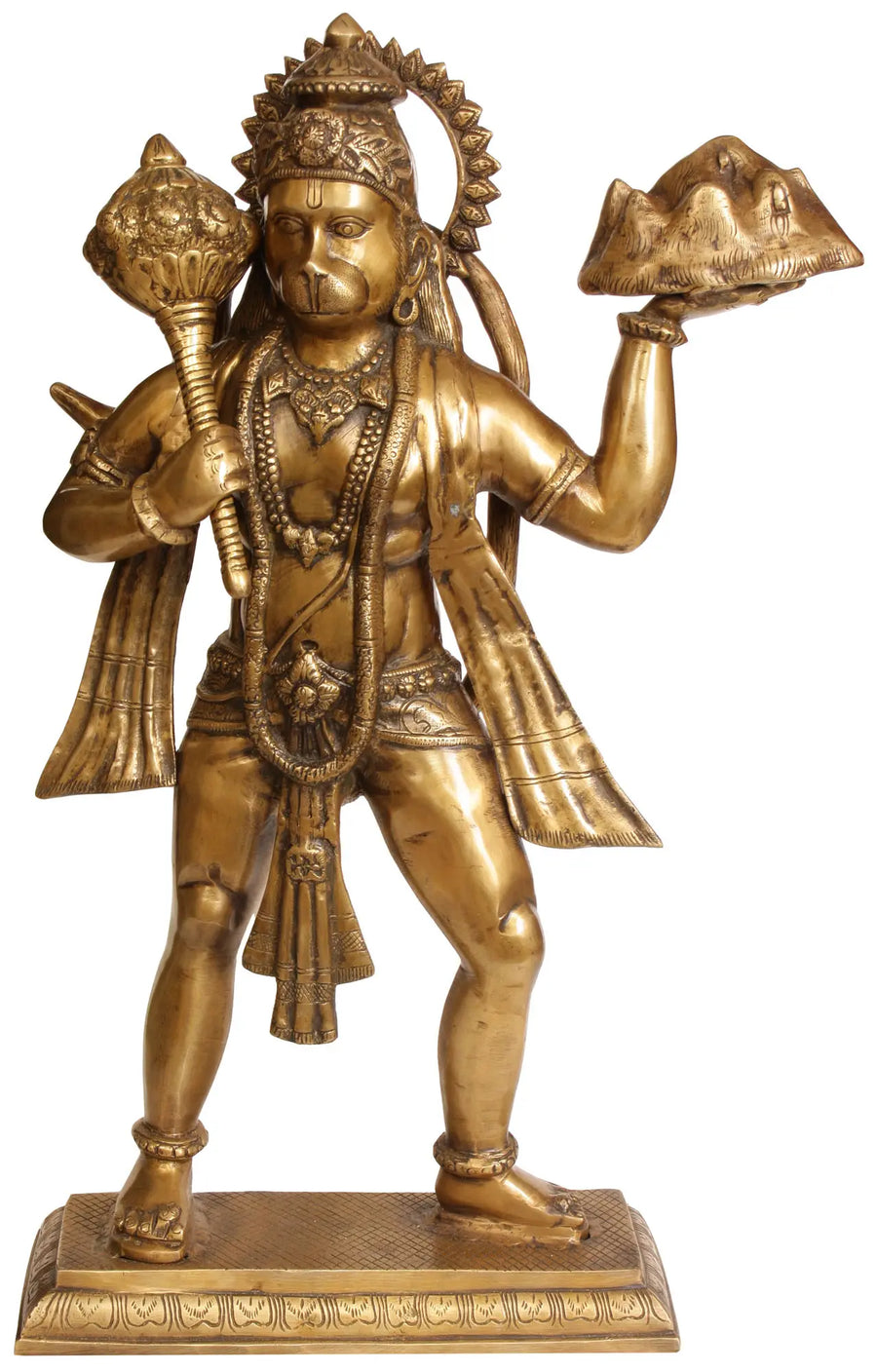 24" Handmade Mahabali Hanuman Carrying Mount Dron Brass Statue